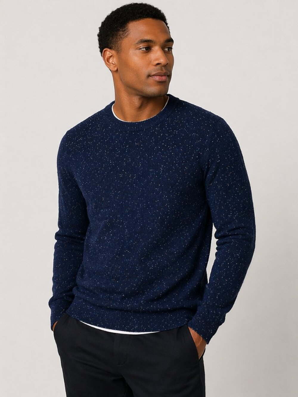 Theory Donegal Cashmere Sweater Blue Speckled Crewneck Pullover Men’s Small